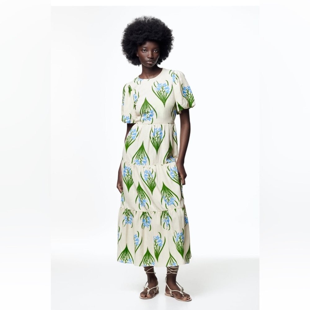 Zara balloon sleeve maxi dress
